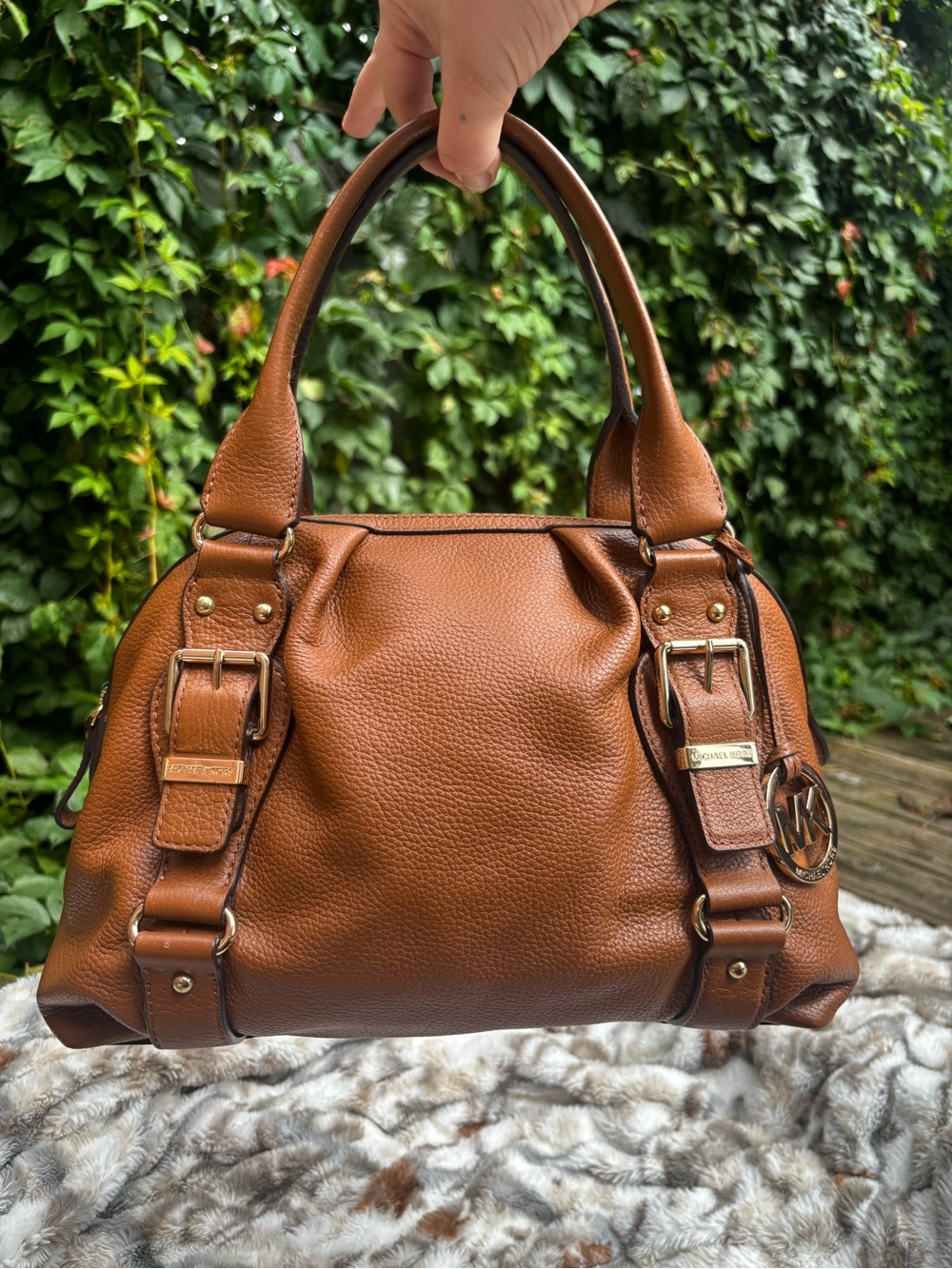 Michael Kors Bedford Satchel in Luggage Brown Leather